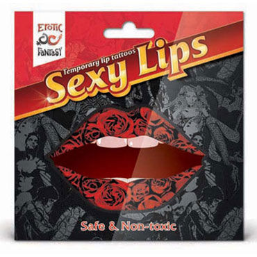 Erotic Fantasy Sexy Lips, алые розы - Временная татуировка для губ - купить в секс шопе