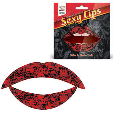 Erotic Fantasy Sexy Lips, алые розы, Временная татуировка для губ