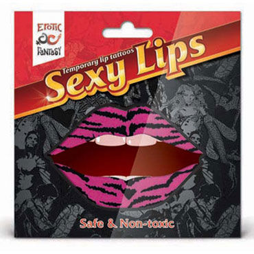Erotic Fantasy Sexy Lips, тигровый розовый - Временная татуировка для губ - купить в секс шопе