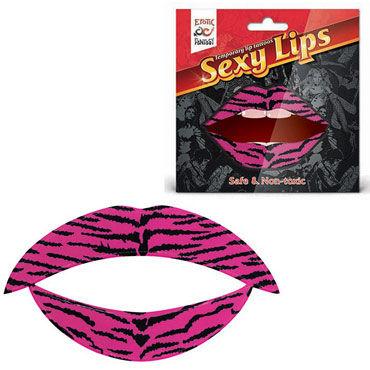 Erotic Fantasy Sexy Lips, тигровый розовый, Временная татуировка для губ