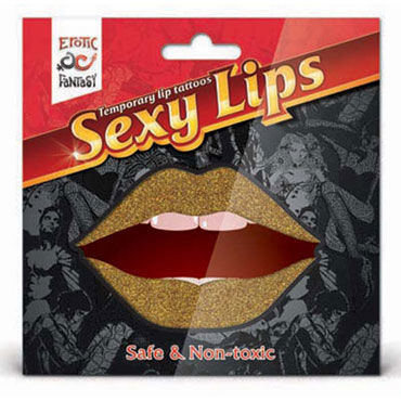Erotic Fantasy Sexy Lips, золотой блеск - Временная татуировка для губ - купить в секс шопе