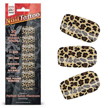 Erotic Fantasy Nail Tattoo, леопард, Набор лаковых полосок для ногтей