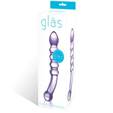 Glas Purple Rain - Двухголовый фаллоимитатор из стекла - купить в секс шопе