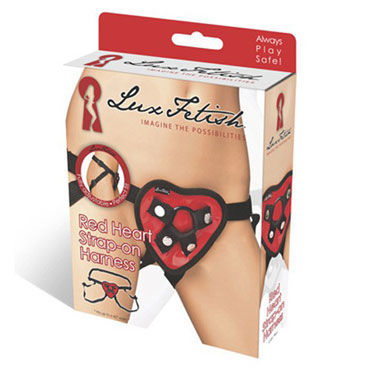 Lux Fetish Red Heart - Трусики-сердечко для страпона - купить в секс шопе