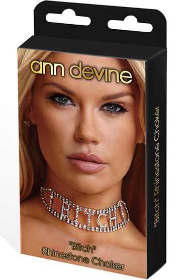 Ann Devine Phinestone Choker Bitch - Ошейник с провокационной надписью - купить в секс шопе