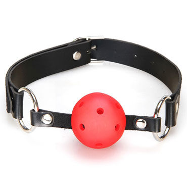 Lux Fetish Breathable Ball Gag, красный, Кляп-шарик с отверстиями для воздуха