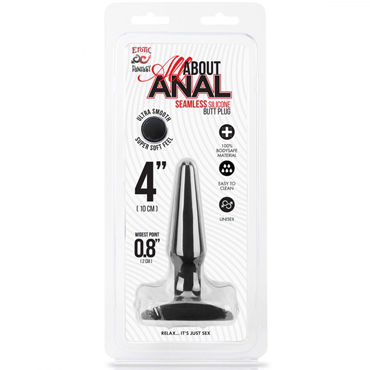Erotic Fantasy All About Anal Butt Plug, черный, 9 см - Анальный плаг из ультра бархатистого силикона - купить в секс шопе