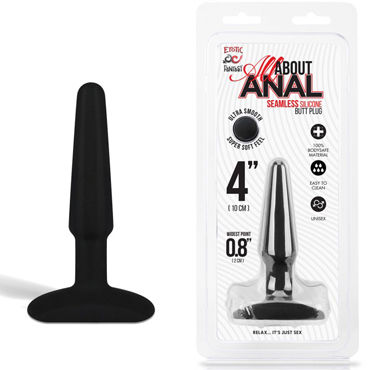 Erotic Fantasy All About Anal Butt Plug, черный, 9 см, Анальный плаг из ультра бархатистого силикона