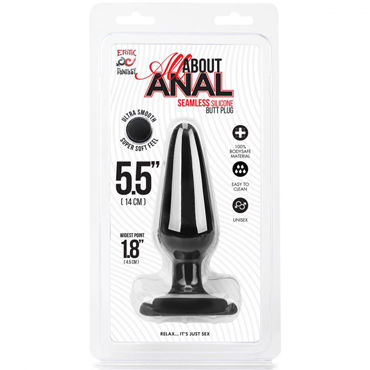 Erotic Fantasy All About Anal Butt Plug, черный, 12 см - Анальный плаг из ультра бархатистого силикона - купить в секс шопе