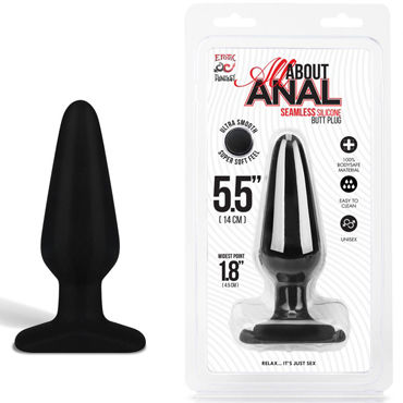 Erotic Fantasy All About Anal Butt Plug, черный, 12 см, Анальный плаг из ультра бархатистого силикона