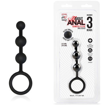 Erotic Fantasy All About Anal Beginner 3 Beads, черная, Гибкая анальная цепочка из 3 шариков