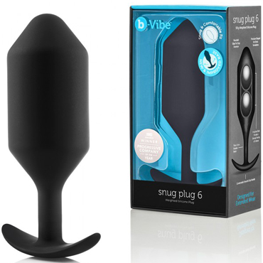 b-Vibe Snug Plug 6, черная, Анальная пробка для ношения