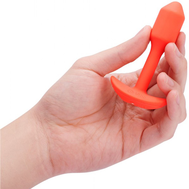 b-Vibe Vibrating Snug Plug 1, оранжевая - Пробка для ношения с вибрацией - купить в секс шопе