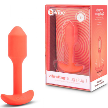 b-Vibe Vibrating Snug Plug 1, оранжевая, Пробка для ношения с вибрацией