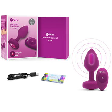 b-Vibe Vibrating Jewel Plug S/M, пурпурная - фото, отзывы