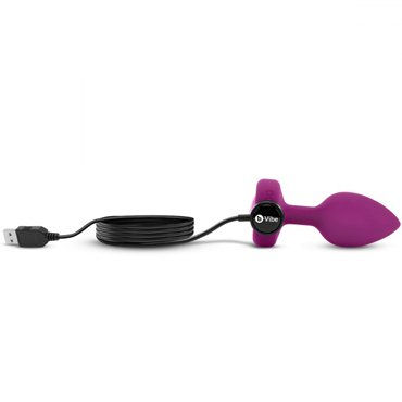 b-Vibe Vibrating Jewel Plug S/M, пурпурная - Вибрирующая втулка с кристаллом - купить в секс шопе