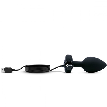 b-Vibe Vibrating Jewel Plug M/L, черная, Вибрирующая втулка с кристаллом и другие товары B-Vibe с фото