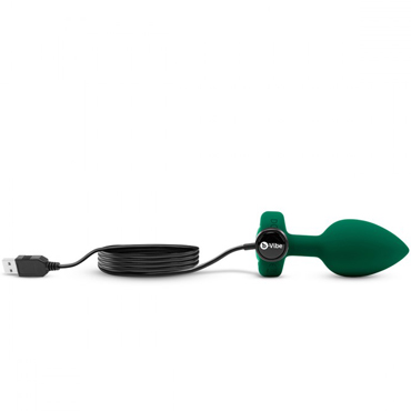 b-Vibe Vibrating Jewel Plug M/L, зеленая, Вибрирующая втулка с кристаллом и другие товары B-Vibe с фото