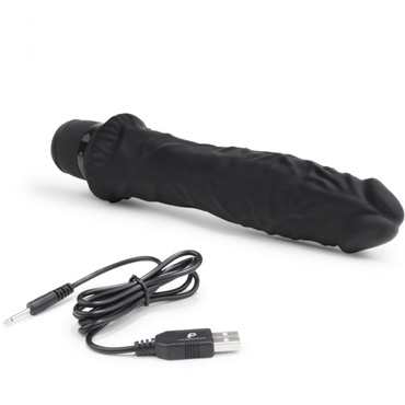 PowerCocks 8" Girthy Realistic Vibrator, черный - Реалистичный вибратор с мощным стволом - купить в секс шопе