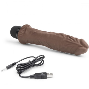 PowerCocks 8" Girthy Realistic Vibrator, шоколад - Реалистичный вибратор с мощным стволом - купить в секс шопе