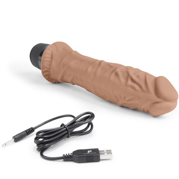 PowerCocks 8" Girthy Realistic Vibrator, мокка - Реалистичный вибратор с мощным стволом - купить в секс шопе