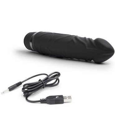 PowerCocks 6.5" Girthy Realistic Vibrator, черый - Реалистичный вибратор изогнутой формы - купить в секс шопе