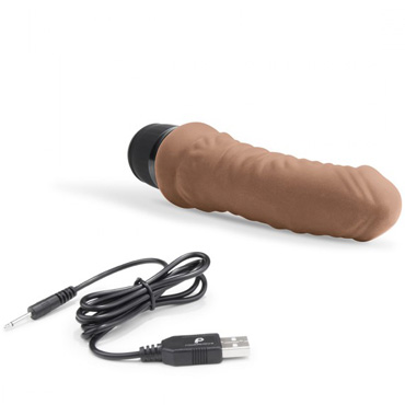 PowerCocks 6" Realistic Vibrator, мокка - Реалистичный вибратор изогнутой формы - купить в секс шопе