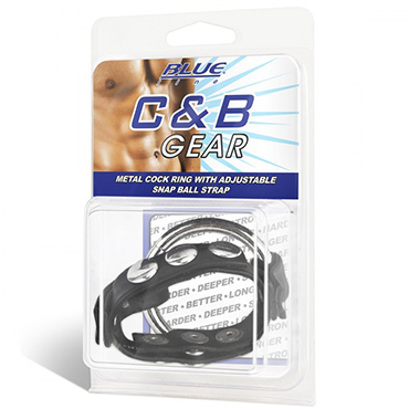 BlueLine C&B Gear Cock Ring With Adjustable Snap Ball Strap, черное - фото, отзывы