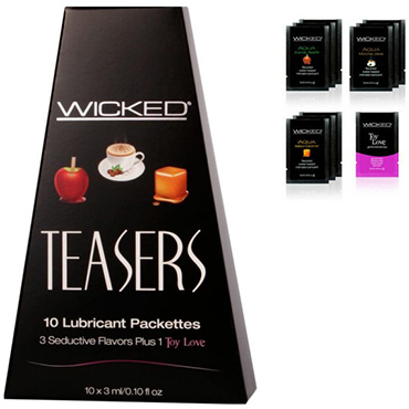 Wicked Teasers, 10 шт. по 3 мл, Набор вкусовых лубрикантов в саше