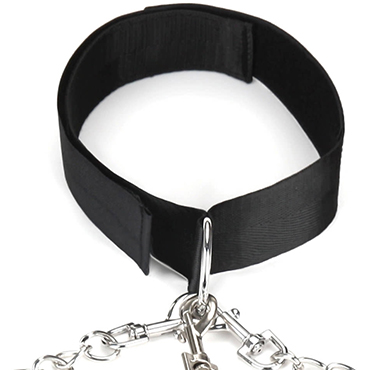 Новинка раздела Секс игрушки - Lux Fetish Collar Cuffs And Leash Set, черный