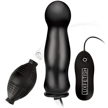 Lux Fetish Inflatable Vibrating Plug, черная - Надувная вибрирующая пробка на пульте ДУ - купить в секс шопе