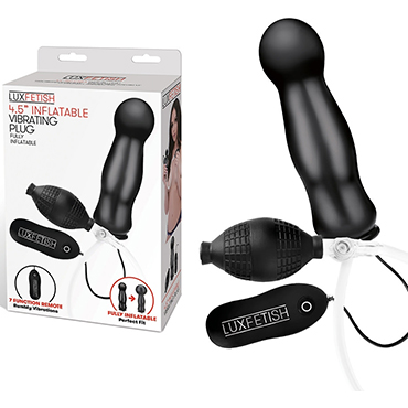Lux Fetish Inflatable Vibrating Plug, черная, Надувная вибрирующая пробка на пульте ДУ