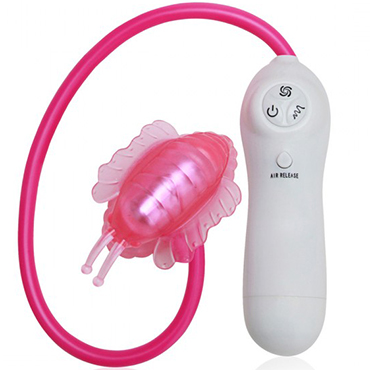 Erotic Fantasy Vibrating and Sucking Butterfly Clitoral Stimulator 7 Functions, розовая - фото, отзывы