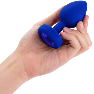 b-Vibe Vibrating Jewel Plug L/XL, синий сапфир - Анальная ювелирка с вибрацией - купить в секс шопе