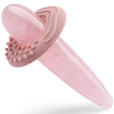 le WAND Crystal Slim Wand, розовый кварц - Массажер тонкий с дополнительной насадкой - купить в секс шопе