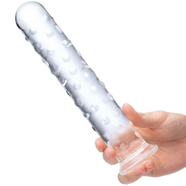 Glas 10" Extra Large Dildo, прозрачный - Фаллоимитатор из стекла с массажным рельефом - купить в секс шопе