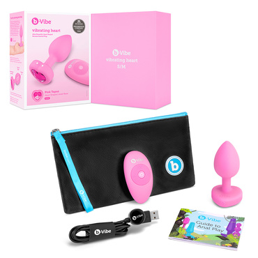 Анальный розовый плаг VIBRATING HEART SHAPE JEWEL PLUG