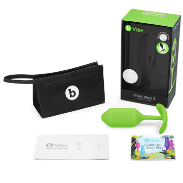 Анальная пробка B-vibe Snug Plug 3, лайм, Профессиональная, для ношения и другие товары B-Vibe с фото