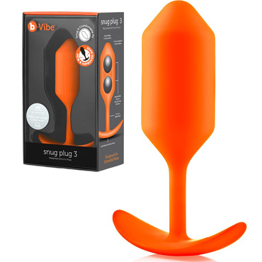 Анальная пробка B-vibe Snug Plug 3, оранжевая — фото 1