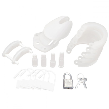 BlueLine Silicone Chastity Cage, белая - фото, отзывы