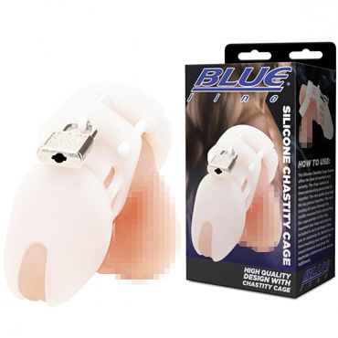 BlueLine Silicone Chastity Cage, белая