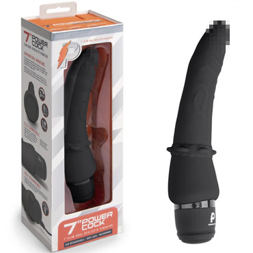 PowerCocks 7" Slim Anal Realistic Vibrator, черный