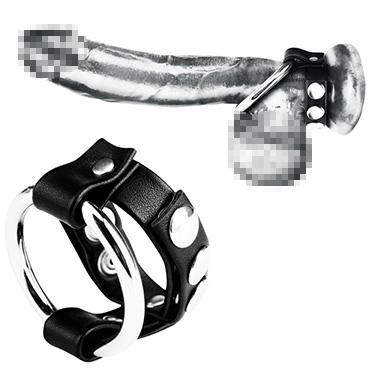 BlueLine C&B Gear Cock Ring With Adjustable Snap Ball Strap, черное