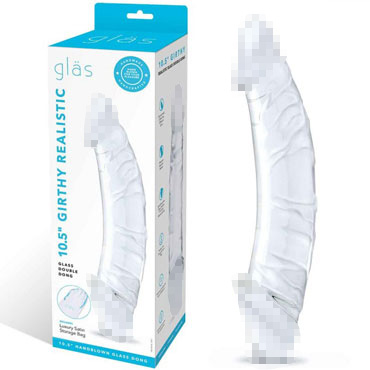 Glas 10,5" Girthy Realistic Glass Double Dong, прозрачный