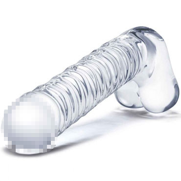 Glas 8" Realistic Ribbed Dildo, прозрачный - фото, отзывы