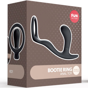 Fun Factory Bootie Ring, черная - Анальная пробка с эрекционным кольцом - купить в секс шопе