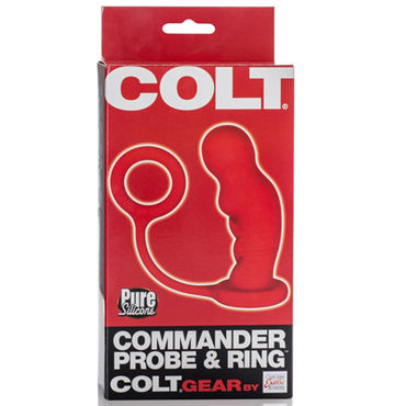 California Exotic Colt Commander Probe & Ring, красный - Анальный стимулятор с эрекционным кольцом - купить в секс шопе