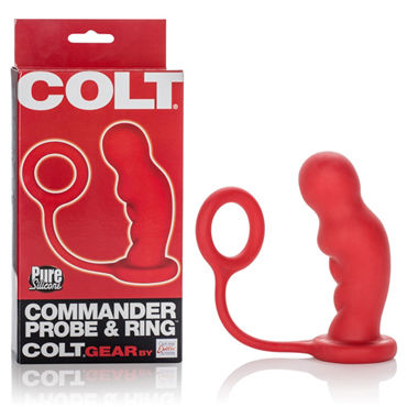 California Exotic Colt Commander Probe & Ring, красный, Анальный стимулятор с эрекционным кольцом