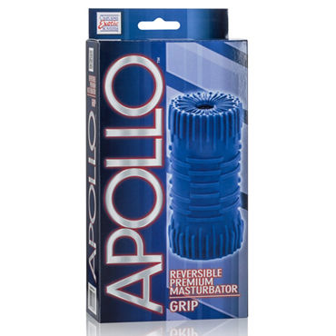California Exotic Apollo Reversible Premium Masturbator Grip, синий - Двусторонний мастурбатор - купить в секс шопе