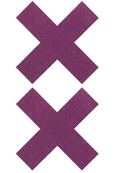 Shots Toys Nipple Sticker Cross, фиолетовые, Пэстисы Х-образной формы